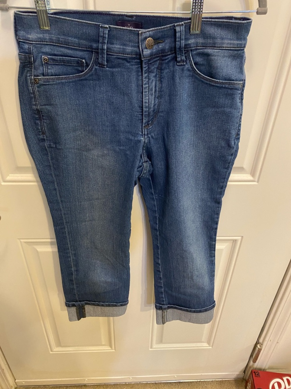 NYDJ Blue Cropped Roll-Cuff Jeans